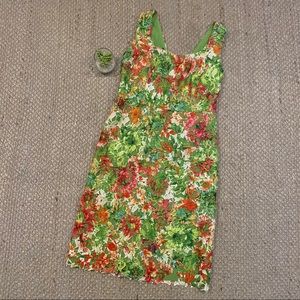 Carlisle Floral Silk Crochet Overlay Sheath Dress